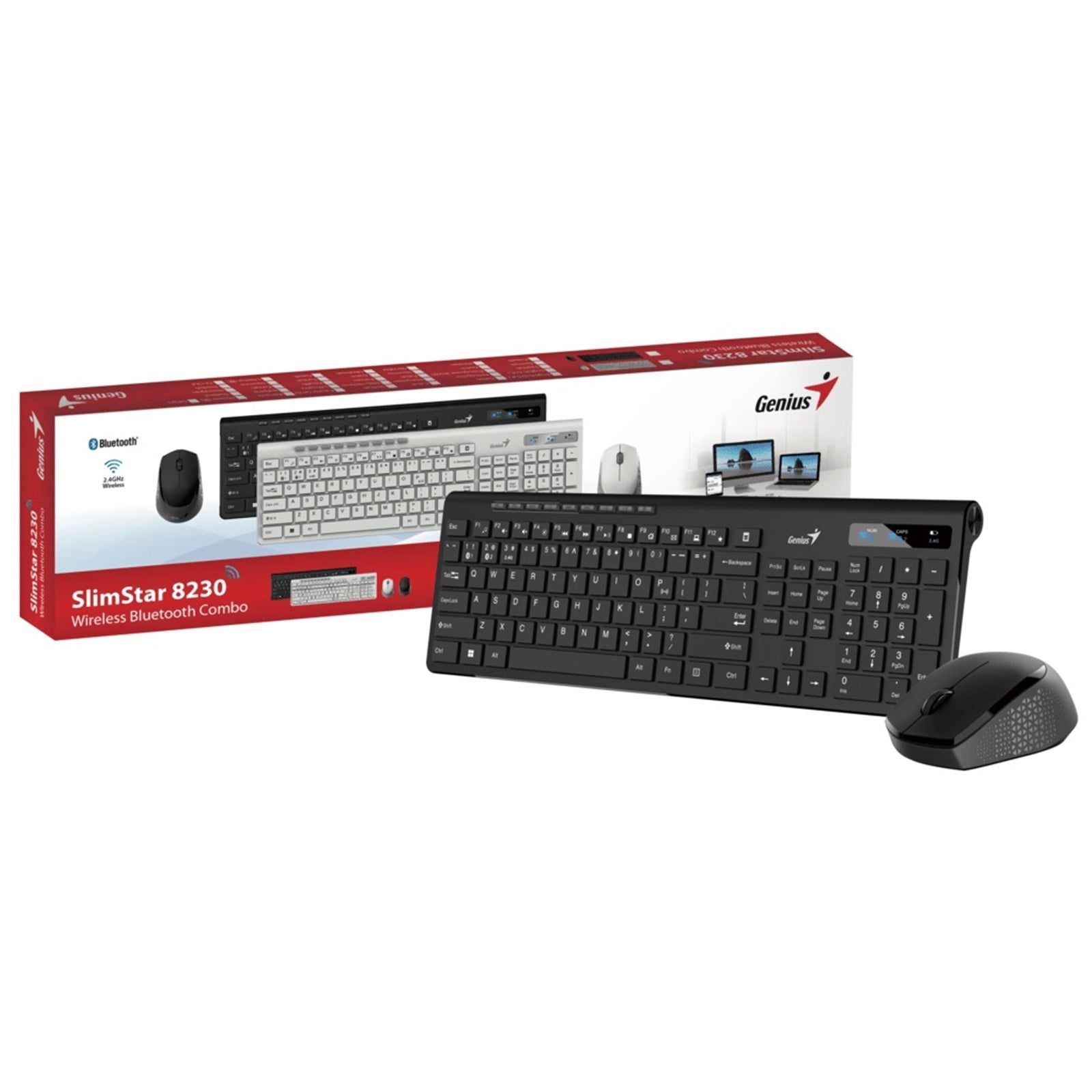 Genius SlimStar 8230 Wireless Keyboard Mouse - Bluetooth 5.3 UK Layout Genius SlimStar 8230 Wireless Keyboard Mouse - Bluetooth 5.3 UK Layout